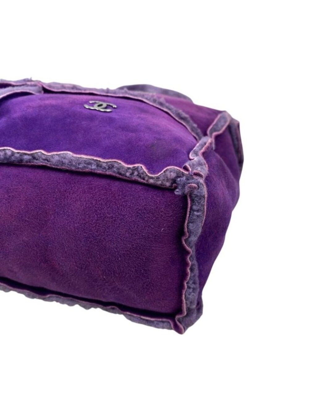★SOLD★ Chanel Shoulder Bag Mouton Suede CC Logo Purple Silver - Picture 7 of 16